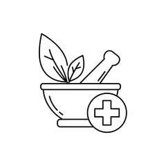 Herbal Medicine Icon – Natural Healing and Ayurveda Therapy Vector Illustration