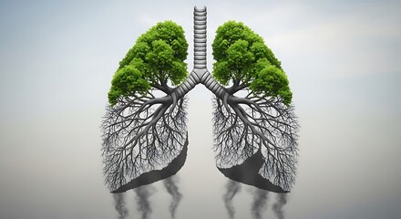 Lung health concept image for respiratory system and tree lungs for environmental awareness poster -smog air pollution