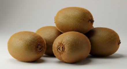 Fototapeta premium A Pile of Ripe Kiwifruit on a White Background.