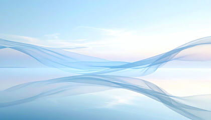 柔らかな朝の光と青いベールが揺れる透明感のある風景｜Soft Morning Light with Flowing Blue Veil 