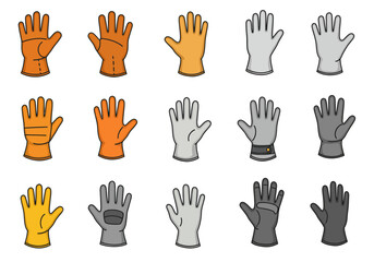 Obraz premium Variety of Gloves for Different Professions and Activities Vector Illustration