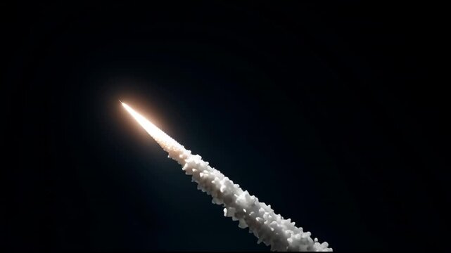 Successful rocket launch showcases powerful space exploration technology. dramatic mission lighting up dark night sky with fire and smoke