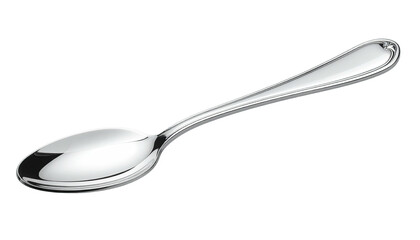 Shiny, silver teaspoon lays diagonally across a black backdrop