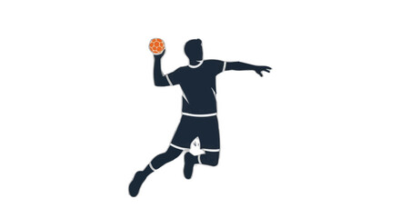 Dynamic handball player silhouette in action, ready to throw the ball, sports vector for game design, athletic prowess captured in simple form