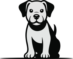 Fototapeta premium Cute Black and White Puppy Sitting — Adorable Cartoon Dog Digital Illustration