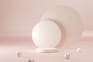 Elegant 3d Podium with Geometric Shapes on Pastel Background