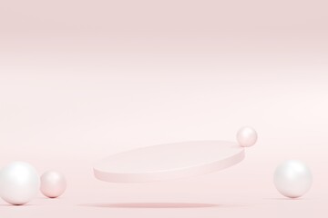 Minimalist Pink Podium with Spheres for Product Presentation