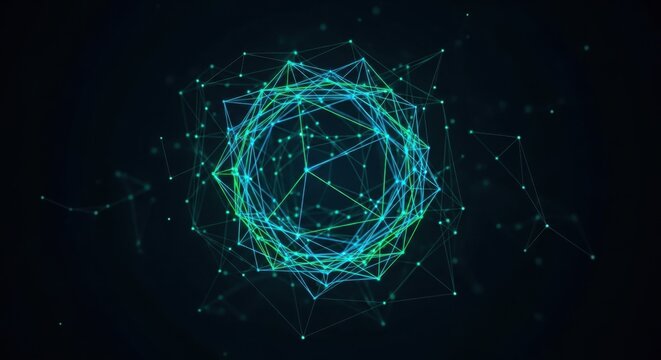Abstract Glowing Geometric Network Sphere