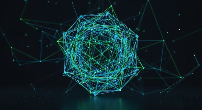 Abstract Glowing Geometric Network Sphere