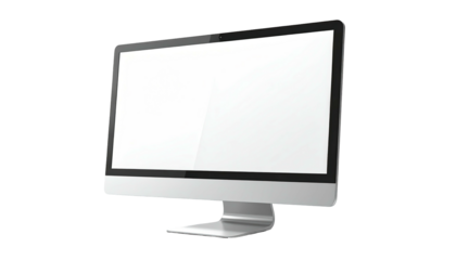 Angled view of computer monitor with white screen