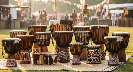 Fototapeta premium A collection of traditional African drums on