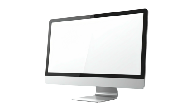 Angled view of computer monitor with white screen - Powered by Adobe
