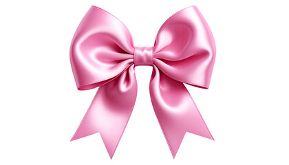 Fototapeta premium Shiny, pink satin ribbon bow, softly curved and knotted center