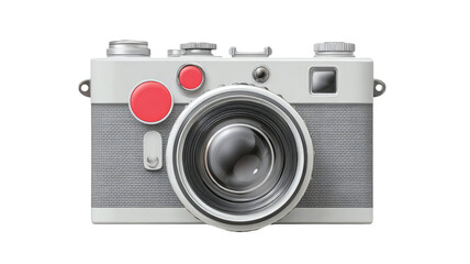 Old photo camera with vintage lens classic photography equipment antique film device and retro collectible gear isolated on white background