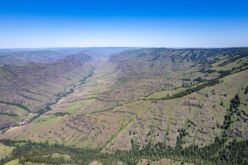 Aerial view at Hells Canyon and snake river, Oregon