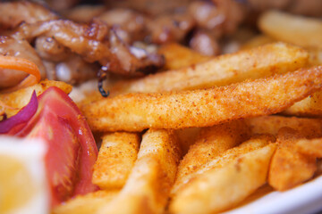 Crispy fries served with flavorful grilled chicken in a meal