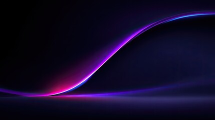 Abstract Colorful Light Waves on Dark Background with Smooth Curves