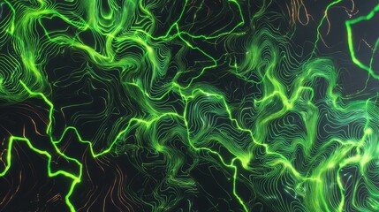 Abstract Green Wave Patterns with Bold Flowing Lines and Texture