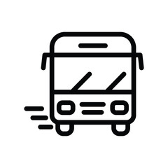 Fast bus line icon, outline illustration of a speeding bus with motion lines, representing express transport or rapid city transit