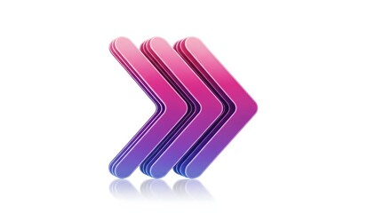 Obraz premium Three stacked, stylized arrows pointing right with a gradient from pink to purple.