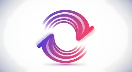 A stylized circular arrow symbol with gradient colors representing a cycle or refresh action.