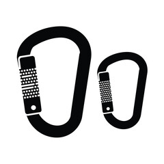 Two black climbing carabiners isolated on white background