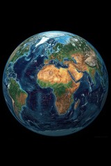 Detailed view of planet earth showing continents and oceans from space