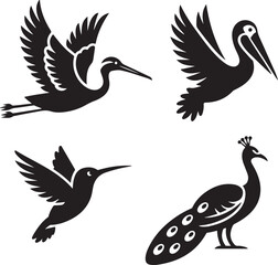 Obraz premium Diverse Avian Forms in Stylized Silhouettes