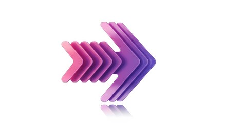 Obraz premium A vibrant, abstract graphic representing forward motion with layered arrows in shades of pink and purple.