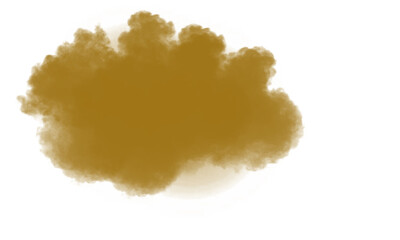Golden yellow smoke cloud isolated on transparent background