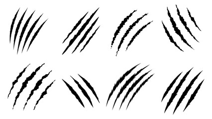 animal foot scratch set. Claw marks vector set animal scratch track isolated on white background. vector illustration © MR.AK
