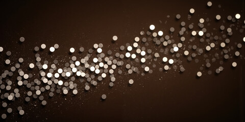 Shiny Mocha and Silver Dots on Dark Background A scattering of silver metallic dots moves across a dark mocha canvas