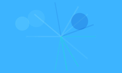 Abstract blue geometric shapes and lines on a solid blue background