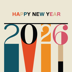 Happy new year 2026 greeting with colorful abstract numbers