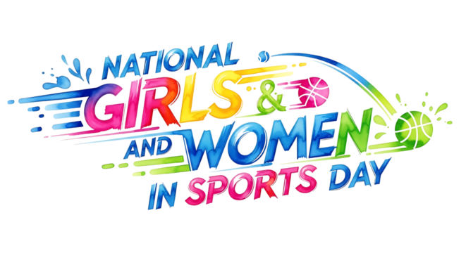 National girls and women in sports day isolated on transparent background
