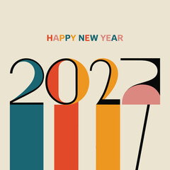 Happy new year 2027 greeting with colorful vertical stripes