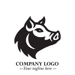 Head of Pig Logo Symbol in Black on the White Background with Simple Modern Animal Design