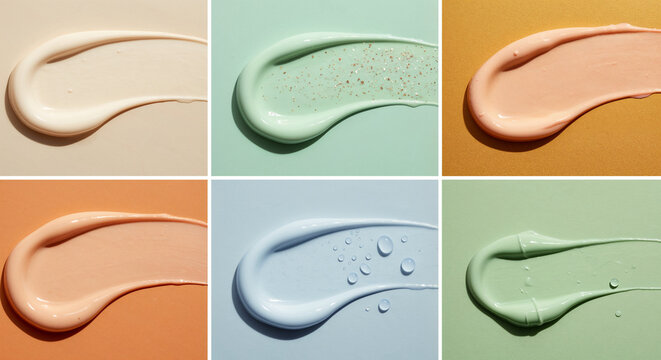 Close-up Swatches of Cosmetic Products on Colored Backgrounds stock freepik