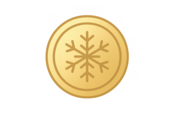Golden coin with snowflake symbol representing winter, cold, finance, and cryptocurrency concept
