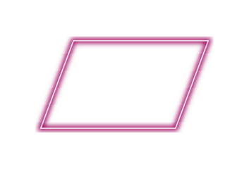 Purple Neon Parallelogram Shape with Glow Effect for Futuristic Poster or Interface