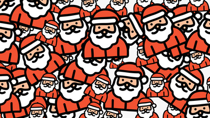 Seamless doodle Christmas Santa motion suitable for holiday wrapping paper, christmas cards, festive decor, and seasonal designs.