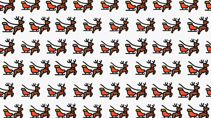 Pattern of santas sleigh pulled by reindeer. Festive design for christmas wrapping paper, holiday decorations, or greeting cards.