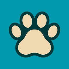 Simple Flat Paw Print Silhouette Shape Minimalist Animal Illustration Icon