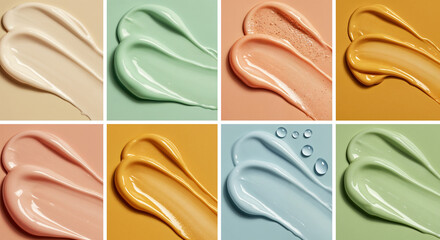 Swatches of Eight Different Cosmetic Creams and Lotions skincare beauty