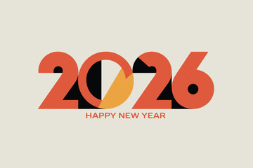 Happy new year 2026 text graphic with abstract design element