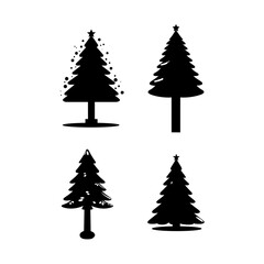 Set of Christmas trees vector illustration with snow for the winter holiday season