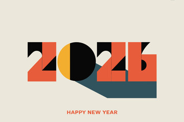 Happy new year 2026 greeting with abstract geometric design