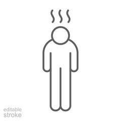 Depression icon. Simple outline style. Depression linear symbol design. Simple line illustration on white background. Editable stroke