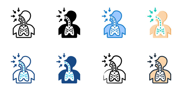 Particle Inhalation icon set multiple style collection 

