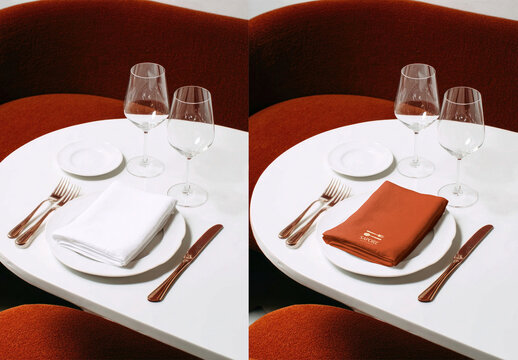 Elegant Dining Table Setup Mockup Psd 